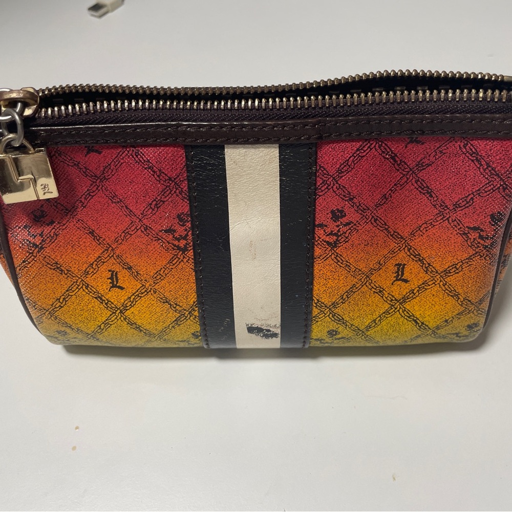 L.A.M.B. Rasta Ombre zipper makeup cosmetics clutch bag